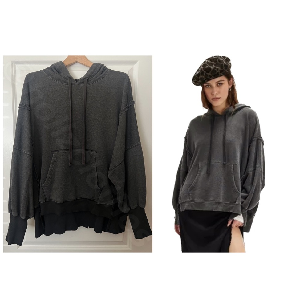 NWOT Free People Camden Pullover Hoodie Washed Black S - Picture 5 of 12